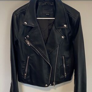 Blank NYC Black Leather Jacket with Silver Details